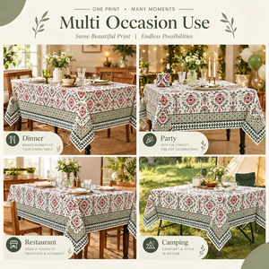 Mantel Rectangular de Algodón con Estampado a Mano Moderno de Ridhi, para Decoración del Hogar, Fiestas de Navidad y Cenas de Boda - Product Image 4