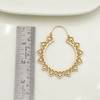 Boucles d'oreilles créoles bohèmes en laiton plaqué or pour femme, bijoux de fête, motif floral bicolore argent et or