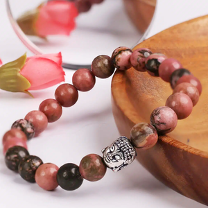 High Quality Rhodonite <b>Beads</b> Buddha <b>Bracelet</b> Romantic Gift Fashion Charm Jewelry for <b>Men</b> Women Energy Meditation - Product Image 3