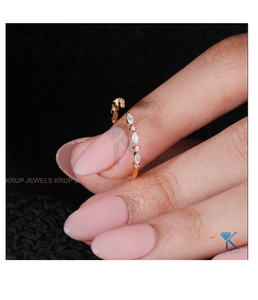 Premium Marquise & Round Brilliant <b>Open</b> Cuff <b>Ring</b> in 14K 18K Gold Adjustable Statement Jewelry for Women Fine Jewelry - Product Image 6