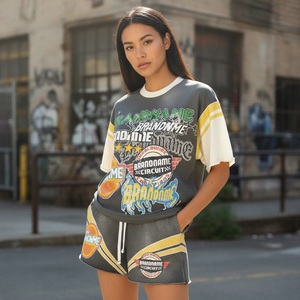 Ensemble T-shirt graphique oversize et short pour homme 2026 – Style streetwear vintage délavé, tenue décontractée 2 pièces coupe ample pour l'été - Product Image 6