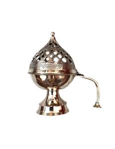 Mabkhara traditionnelle en laiton avec couvercle perforé pour brûler le loban et le bakhoor - Product Image 2