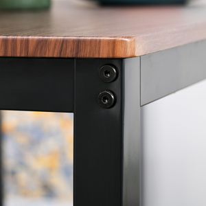 Industrial-Style 4-Piece Black Wooden Kitchen Dinette <b>Set</b> Dining Room <b>Table</b> with Storage Rack and <b>Bench</b> for Home Use - Product Image 4