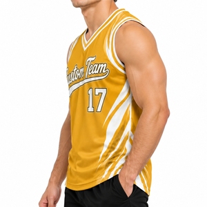 Maillot de basket-ball pour hommes, col en v, sans manches, évacuant l'humidité, avec nom et numéro du joueur, vêtements d'activité pour équipe, vêtements de sport respirants - Product Image 3
