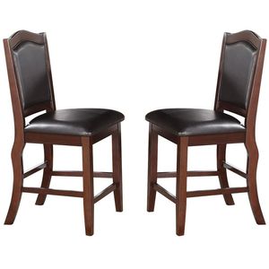 Set di 2 Sedie da Pranzo Alte per Cucina e Sala, Finitura in Legno Marrone Scuro e Rivestimento in Ecopelle - Product Image 4