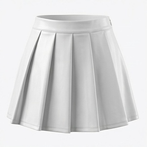 Jupe mini plissée pour femme en similicuir PU satiné brillant, couleur unie, taille normale, style toutes saisons - Product Image 1