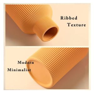 Orange Ribbed Matte <b>Ceramic</b> Flower <b>Vase</b> Tabletop Bud <b>Vase</b> Modern Home Decor for Wedding and Christmas Centerpiece - Product Image 2