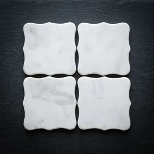 High Demand Luxury <b>Marble</b> <b>Coasters</b> Set Waterproof Heat Resistant Natural Stone Table <b>Coasters</b> for Home and Office - Product Image 5