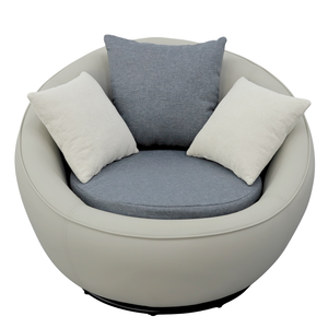 Swivel Extendable Chaise Lounge <b>Sofa</b> Chair PU Leather Upholstery Solid <b>Wood</b> <b>Frame</b> Eco-Friendly Modern Design for Living - Product Image 2