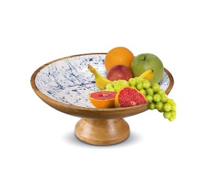 Trusted Manufacturer Premium Wooden Bowl With Enamel Work Stylish Artisan Serving Bowl for Dining <b>Table</b> Kitchen and Home Use - Product Image 3