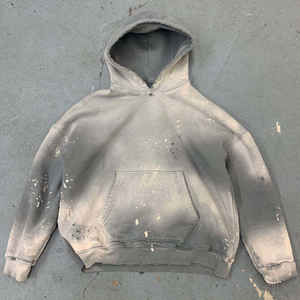 Sudadera con Capucha Personalizada ODM/OEM, Diseño de Pintura Ácida Desgastada, Textura Pesada, Algodón/Bambú, con Diseño de Corazón - Product Image 1