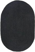 Tapis ovale noir fait main en jute, tapis d'intérieur en fibres naturelles, tapis tressé bohème style farmhouse pour la décoration du salon et de la chambre