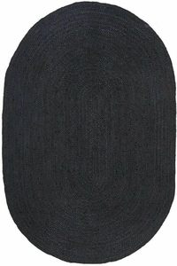 Handmade Black Oval Jute <b>Rug</b> Natural Fiber Area Carpet Braided <b>Boho</b> Farmhouse <b>Rug</b> For Living Room Bedroom Decor - Product Image 2