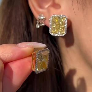 Boucles d'oreilles tendance en moissanite taille radiant, en argent sterling 925, bijoux de mode pour femme, usage quotidien, au meilleur prix - Product Image 6