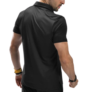 Men's Black <b>Waffle</b> Weave Polo <b>Shirt</b> Lightweight Polyester Spandex Breathable Moisture Wicking Athletic Slim Fit Golf Casual OEM - Product Image 4