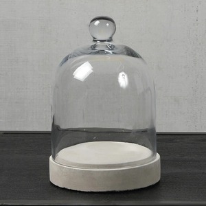 Round <b>Glass</b> Cloche With White Base Minimalist Design For <b>Food</b> <b>Storage</b> Kitchen Use - Product Image 5
