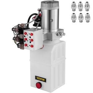 Pompa Idraulica Elettrica a Doppio Effetto da 6 Quarti/1,5 Galloni, 12V DC con Pressione Massima di Scarico di 3200 PSI per Rimorchi Ribaltabili - Product Image 1