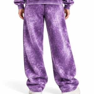 Ensemble de survêtement streetwear pour homme, deux pièces, couleur unie, coupe décontractée, finition délavée, comprenant un sweat à capuche et un pantalon large assorti, 100% coton - Product Image 5