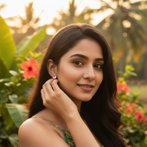 Pendientes de Zafiro Rosa Rajasthani, Joyería de Plata de Ley 925 para Mujeres y Niñas, para Usar en Bodas y Fiestas - Product Image 5