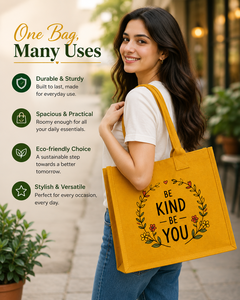 Sac fourre-tout en jute jaune, imprimé sur mesure, écologique, réutilisable, pour courses, cadeaux, vente en gros, sac fourre-tout promotionnel - Product Image 1