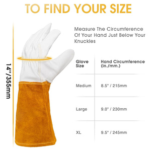 Guantes de soldadura TIG de piel de cabra y cuero vacuno anti-corte, resistentes al calor, de manga larga, para soldadura TIG, en venta. - Product Image 6