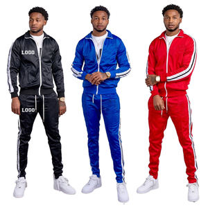Survêtements pour hommes avec logo personnalisé, vêtements de sport actifs pour hommes, survêtements à manches longues, respirants, faible MOQ, ensembles de survêtements rayés pour hommes - Product Image 5