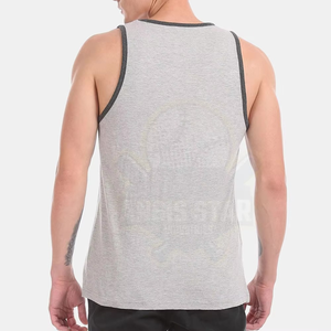 Débardeur sans manches gris pour homme, col rond, tricoté, couleur unie, décontracté, écologique, séchage rapide, Spandex/Coton, pour la gym - Product Image 2