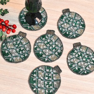 Sous-verres perlés faits main à prix abordable pour tasses, mugs et verres, magnifique décoration de table brodée pour un usage quotidien et festif - Product Image 6