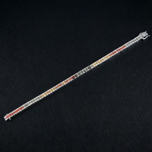 Bracelet tennis 5 mm en argent sterling 925 avec diamants multicolores cultivés en laboratoire, bijoux de luxe de créateur pour hommes, vente en gros - Product Image 5