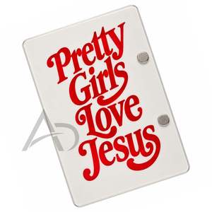 Azulejo Acrílico Religioso con Diseño 'Pretty Girls Love Jesus', Azulejo Sostenible con Fuente Retro, Azulejo Blanco con Imanes, OEM - Product Image 5