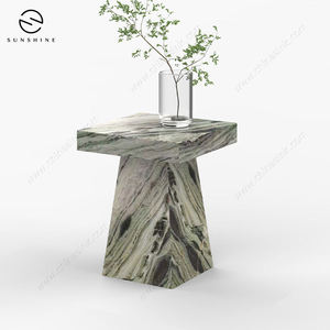 Table basse moderne en marbre avec base noire, mobilier de salon minimaliste, design en pierre fait main - Product Image 5