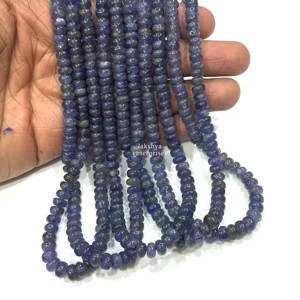 Perles rondes lisses en tanzanite naturelle, brin de 16 pouces, 5-6 mm, perles de pierres précieuses en tanzanite naturelle en vrac pour la fabrication de bijoux, vente en gros - Product Image 4