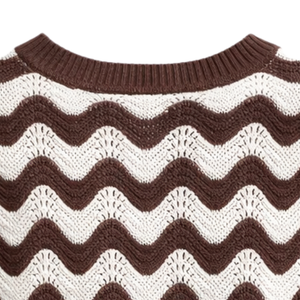 Women Chevron <b>Stripe</b> Knit <b>Tank</b> <b>Top</b> Sleeveless Textured Summer Pullover Casual Loose Fit Breathable Fashion Sweater Vest - Product Image 6