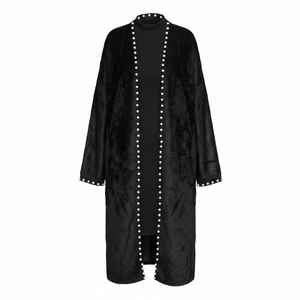 Cárdigan largo de punto con abertura frontal Jack and Jill Black Pearl, elegante abrigo de invierno para mujer - Product Image 1