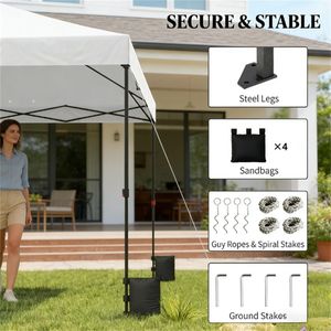 Abri de pluie pliable blanc avec protection solaire - Product Image 2