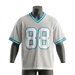 Camiseta de Fútbol Personalizada con Diseño Único, Cuello en V, Corte Holgado, Camiseta de Rugby Extra Grande, Camiseta de Malla con Cuello en V para Fanáticos del Fútbol Americano - Product Image 1