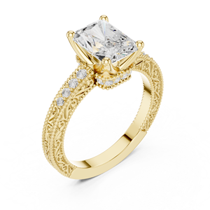 Anillo de Compromiso Vintage con Diamante de Laboratorio de Corte Radiante de 2 Quilates, Color E, Claridad VS1, Oro Amarillo de 14K, Certificado IGI, Regalos de Boda y Aniversario - Product Image 3