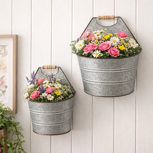 Maceta galvanizada para colgar en la pared y soporte para flores, macetas decorativas para interiores, macetas colgantes - Product Image 5