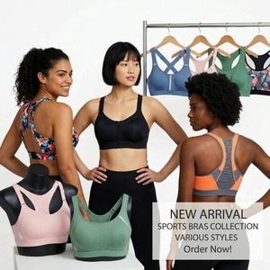 Womens <b>Back</b> Sports Bra Simple Color Block Yoga Top Breathable Quick Dry Medium <b>Support</b> Fitness Wear - Product Image 2