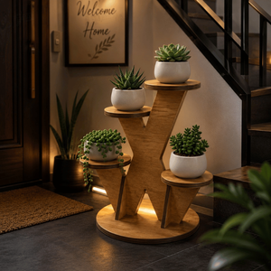 Soporte de madera para plantas, soporte para macetas de interior, estante moderno para plantas con corte láser para sala de estar, balcón, dormitorio, oficina, decoración del hogar - Product Image 5