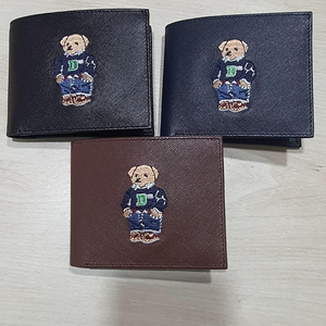 Portefeuille en cuir véritable imprimé ours, multi-fentes pour cartes, porte-monnaie, portefeuille court à double pli pour hommes et femmes, logo personnalisé, coton du Bangladesh de haute qualité - Product Image 2