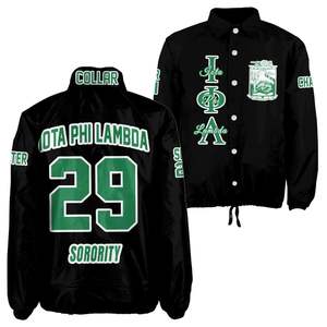 Iota Phi Lambda Women Custom Chapter Varsity Jacket Black Emerald Green Greek Letters Crest Number Year Bomber Coat Personalized - Product Image 4