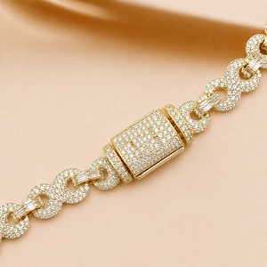 Pulsera de Cadena con Diamantes Redondos Engastados, Oro Amarillo Vermeil de 14K, Micro Pavé de Moissanita, Joyería Hip Hop, Accesorio de Moda - Product Image 2