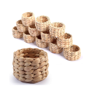 Ronds de serviette en jacinthe d'eau style bohème au prix le plus bas pour la décoration de table de mariage, porte-serviettes faits à la main par des artisans vietnamiens - Product Image 1
