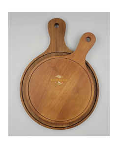 Pelles à pizza rondes en bois d'acacia avec poignée, outils à pizza durables, lavage à la main uniquement - Product Image 1