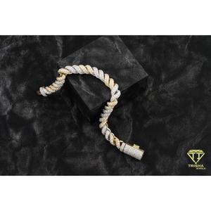Pulsera de Cadena de Cuerda de Lujo con Acabados en Oro Blanco y Oro Amarillo con Brillo Excepcional - Product Image 5
