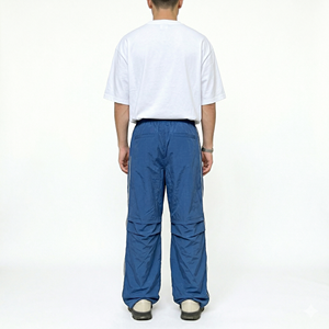 Lightweight Ribbed Polyester Track Pants Men Elastic Waist Loose Fit Breathable Streetwear <b>Trousers</b> Custom Manufacturing - Product Image 6