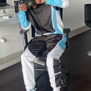 New Blank Two Piece Windbreaker <b>Jacket</b> Pants Sets <b>Men's</b> Windbreaker Sportswear Printed Zipper Nylon Polyester Sports Tracksuits - Product Image 4