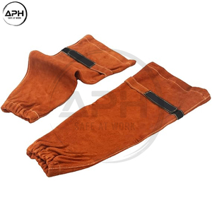 Nouveau produit tendance : Manches de soudage en cuir marron à manchette élastique, pour atelier, avec logo personnalisé - Product Image 2