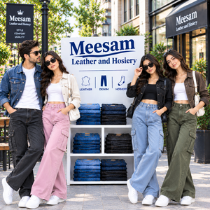 Denim Unisex 100% Cotton Quick Dry High Waist Heavyweight Vintage Regular Fit Straight Embroidery Multiple colors <b>Baggy</b> Style - Product Image 1